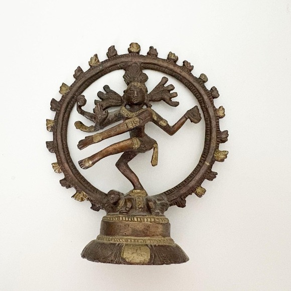Vintage Brass Dancing Lord Shiva Nataraj Statue Collectible India - Picture 1 of 7
